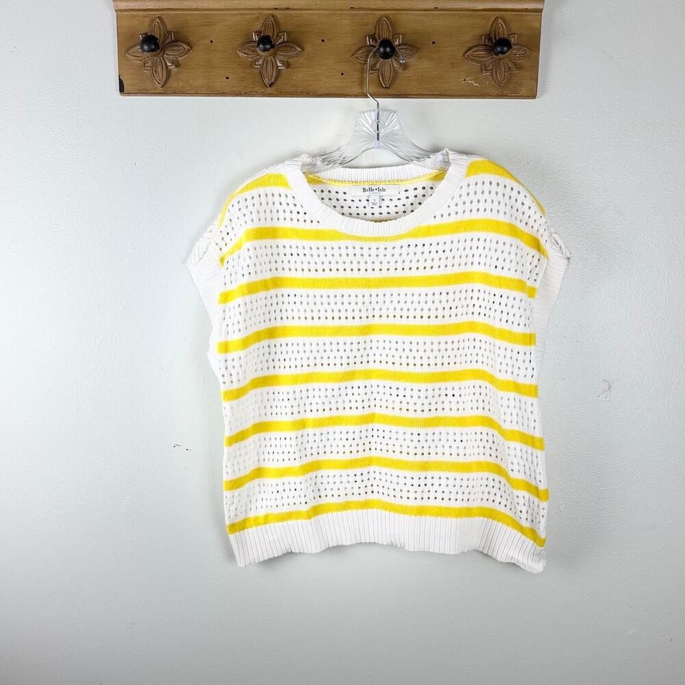 Belle Isle by Torrid Yellow Stripe Open Knit Sweater Top Size 1X